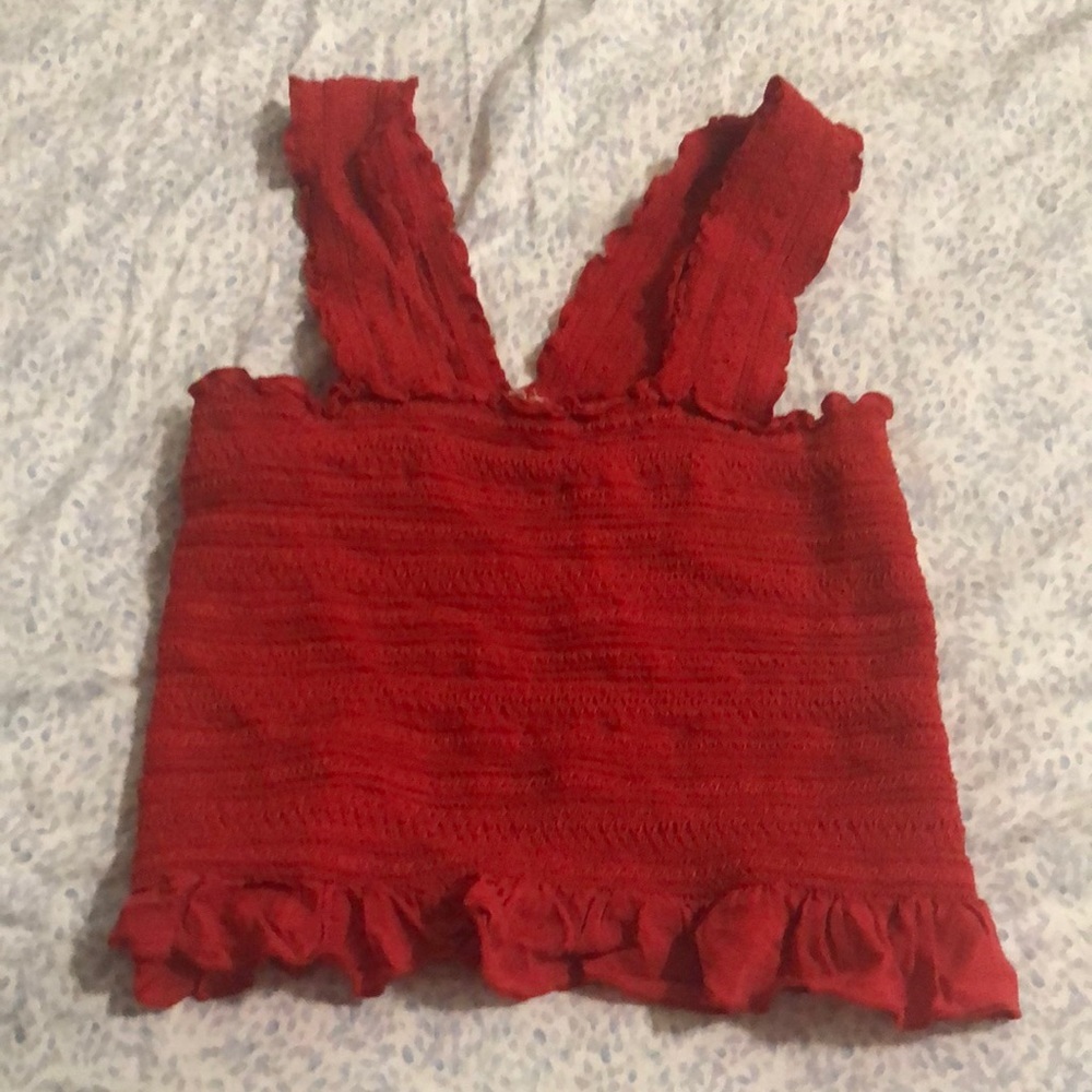 Ecote smocked y-back cropped tank